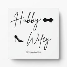 Modern Hubby & Wifey Namn Sign - Est. Datum