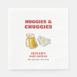 Modern Huggies Chuggies Beer Diaper Baby Shower Pappersservett