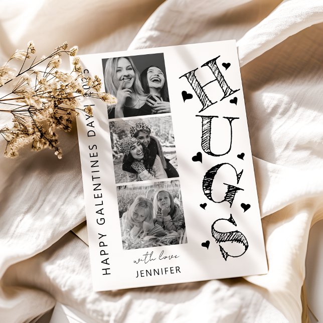 Modern Hugs 3 Foto Galentines Dagkort Julkort (Skapare uppladdad)