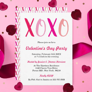 Modern Hugs & Kisses (XOXO) Valentindagen Party Inbjudningar
