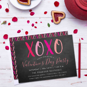 Modern Hugs & Kisses (XOXO) Valentindagen Party Inbjudningar