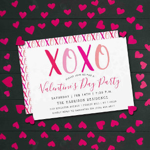 Modern Hugs & Kisses (XOXO) Valentindagen Party Inbjudningar