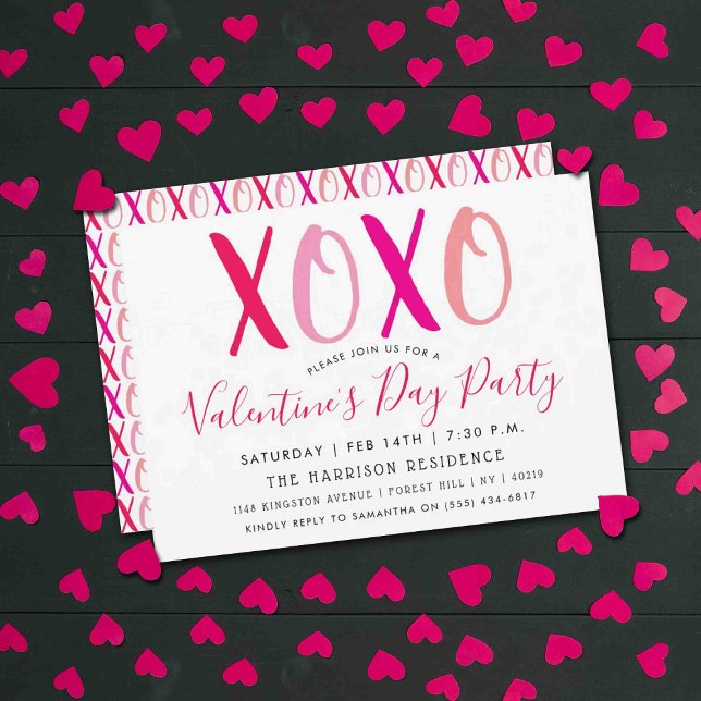 Modern Hugs & Kisses (XOXO) Valentindagen Party Inbjudningar (Skapare uppladdad)