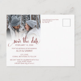 Modern Humans Getting Married Pet Photo Engagement Vykort