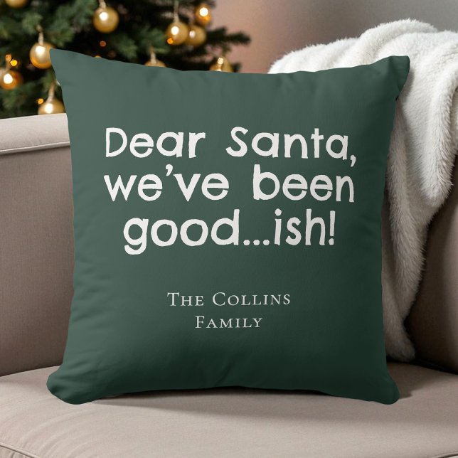 Modern Humor Santa Grönt Festive Funny jul Kudde (Modern Humor Santa Green Festive Funny Christmas Throw Pillow)