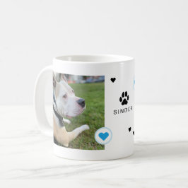 Modern Hund 2 Bilder Hjärtan Namn Kaffemugg
