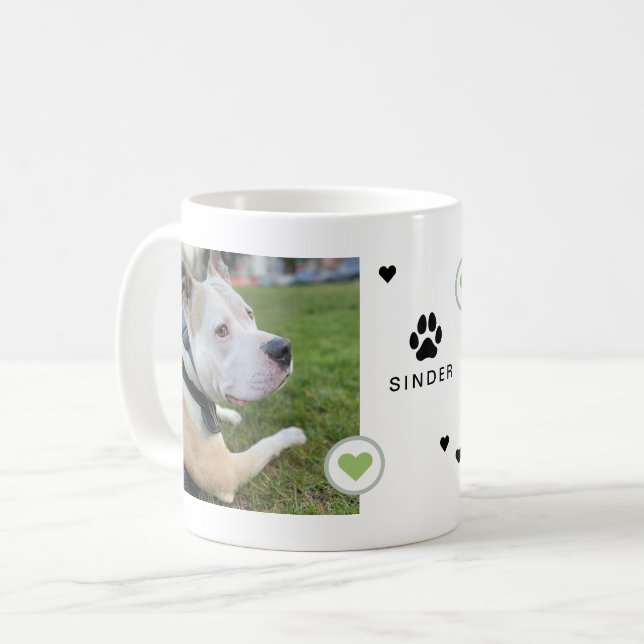 Modern Hund 2 Bilder Hjärtan Namn Kaffemugg (Framsida vänster)
