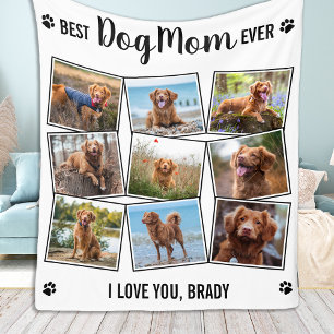 Modern Hund älskare Personlig 9 Pet Photo Collage Fleecefilt