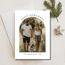 Modern Hund Arch-foto för Lycklig Howlidays jul Julkort