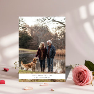 Modern Hund-familjens fotokort för Valentines day Julkort