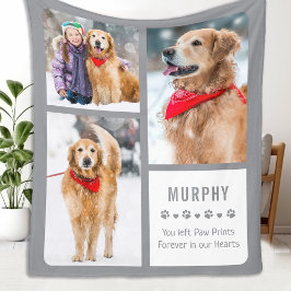 Modern Hund Memorial Photo Collage Fleecefilt