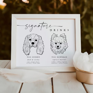 Modern Hund Namnteckning Drinks Bröllop Pet Pub-te Poster