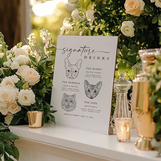 Modern Hund och katt Namnteckning Drinks Pub-tecke Poster (Skapare uppladdad)