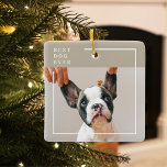 Modern Hund Photo | Bästa Hund någonsin Beige Julgransprydnad Keramik<br><div class="desc">Modern Hund Photo | Bästa Hund någonsin Beige</div>