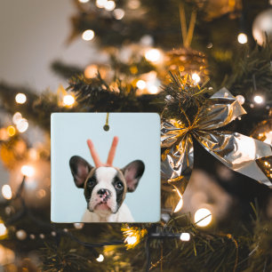 Modern Hund Photo GOD JUL Julgransprydnad Keramik
