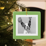 Modern Hund Photo Grönt Enkel, snygg gåva Julgransprydnad Keramik<br><div class="desc">Modern Hund Photo Grönt Enkel,  snygg gåva</div>