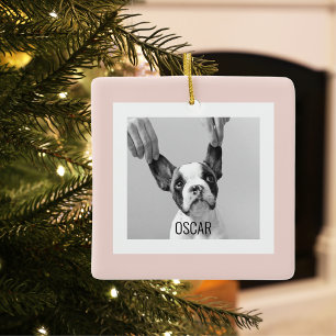 Modern Hund Photo Rosa Simple Loely Gift Julgransprydnad Keramik