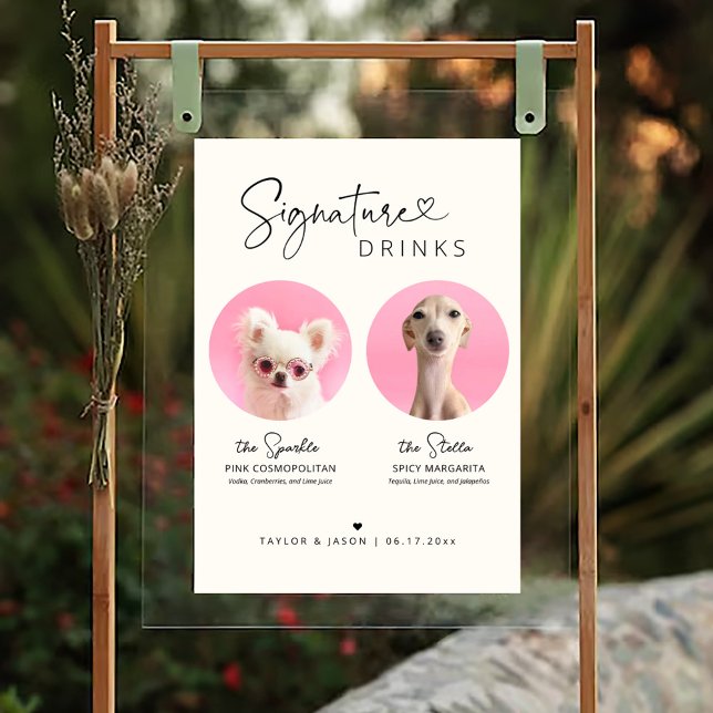 Modern hund signaturdrycker | Bröllopsskylt Bar Poster (Skapare uppladdad)