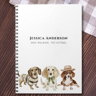 Modern Hund Walking Pet Sitta Watercolor Anteckningsbok