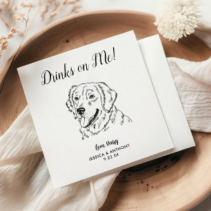 Modern hundbröllops cocktailservett pappersservett