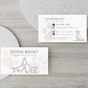 Modern Hundpromenad Husdjur Vård Minimalistisk Fot Visitkort