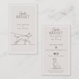 Modern hundpromenad, minimalistisk husdjurs-sittni visitkort
