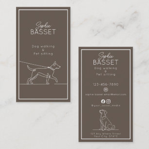 Modern hundpromenad, minimalistisk husdjurs-sittni visitkort