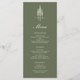 Modern Hunter Gree Träd Forest Rustic Bröllop Menu Meny