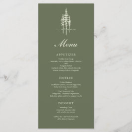 Modern Hunter Gree Träd Forest Rustic Bröllop Menu Meny