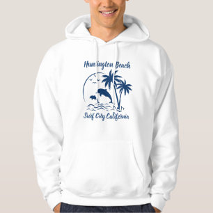 Modern Huntington Beach California Mörk blått Hoodie
