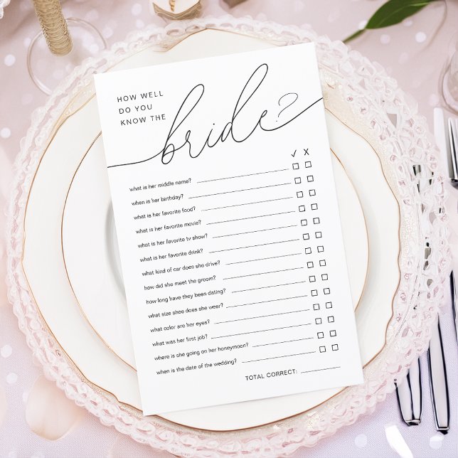 Modern Hur Mycket Känner Du Bruden Bröllopsspel (Modern How Well Do You Know The Bride Shower Game)