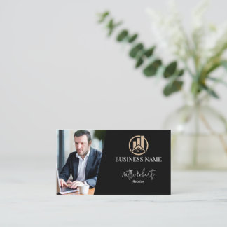Modern Hus Logotyp Fastigheter Mäklaren Svart Visitkort