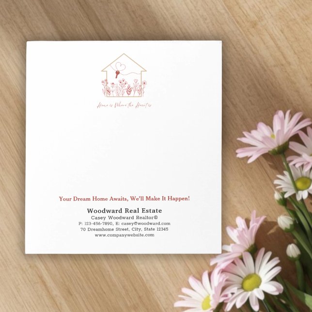 Modern Hus Nyckel Linje Konst | Realtor Personlig Anteckningsblock (Skapare uppladdad)