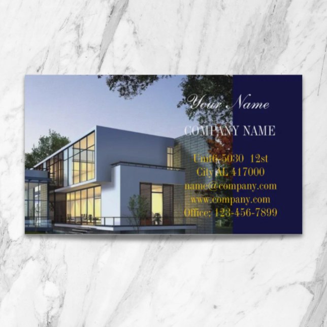Modern husbyggare Real Gods Visitkort (Modern home Construction builder Real Estate Business Card)