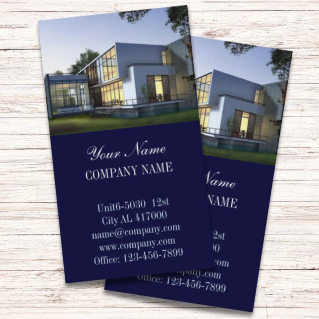 Modern husbyggare Real Gods Visitkort (Modern home Construction builder Real Estate Business Card)