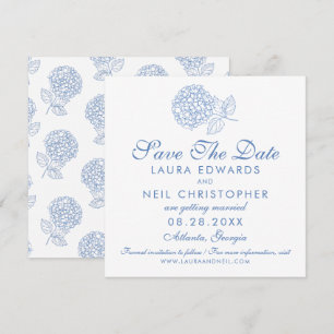 Modern Hydrangea Dusty Blue Blommigt Bröllop Spara Datumet