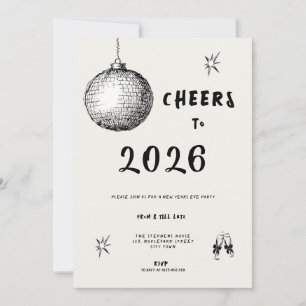 Modern Hyllning till Nyår 2026 Fet Typografi Inbjudningar