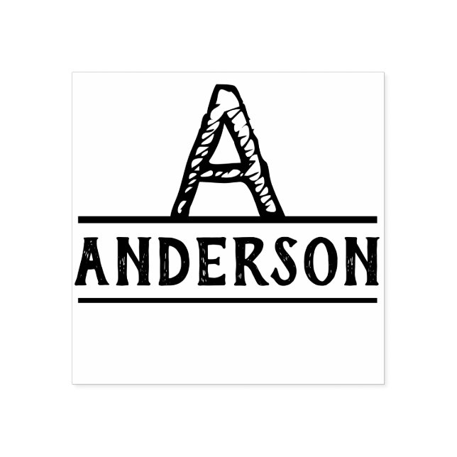 Modern i det stressade Monogram Bläck Frimärke Stämpel (Tryck)