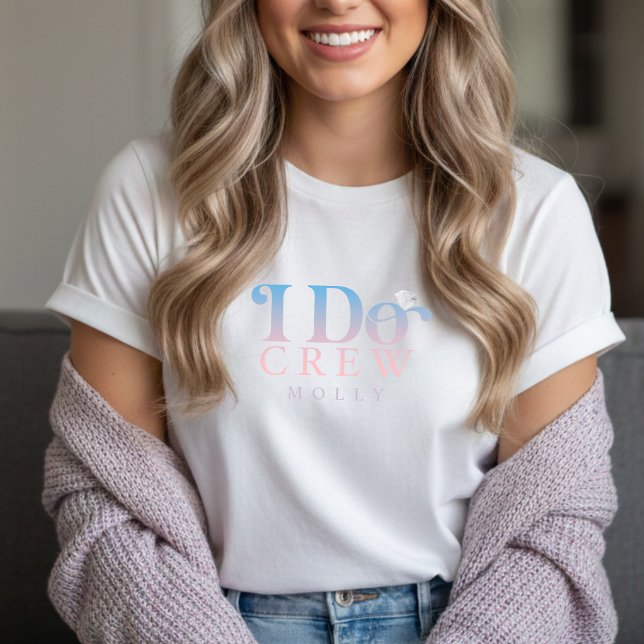 Modern I Do Crew Pastel Gradient Bridesmaid T Shirt (Get the crew together in style with this trendy "I Do Crew" design!)