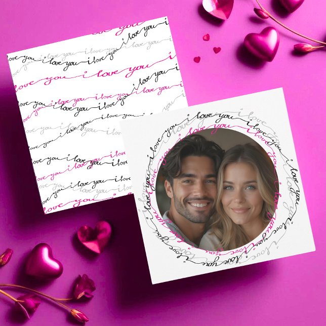 Modern I Kärlek Du-meddelande med fotopilen Julkort (Modern I Love You message with Photo Circle Holiday Card)