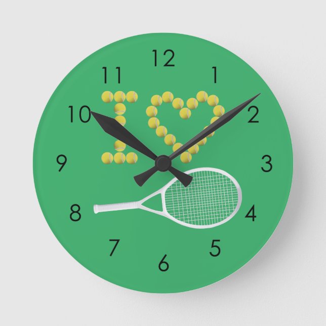 Modern I Kärlek Tennis Grönt Rund Klocka (Framsida)