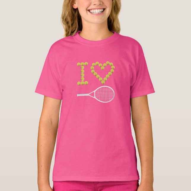 Modern I Kärlek Tennis Rosa Girls' T Shirt (Framsida)