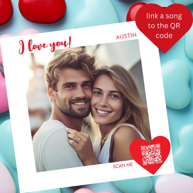 Modern I LOVE dig, din sång Alla hjärtans dag foto Julkort (Skapare uppladdad)