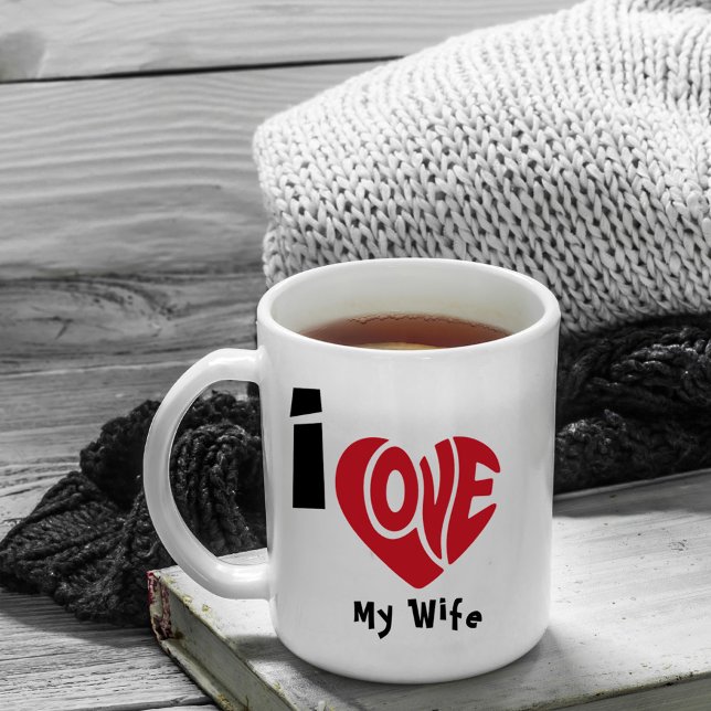 Modern I Love Red Heart Quote Kaffemugg (Skapare uppladdad)