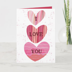 Modern I Love You Alla Hjärtans Dag Rosa Hjärtan Kort