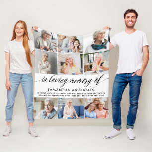 Modern i Loving Memory Photo Collage Fleecefilt