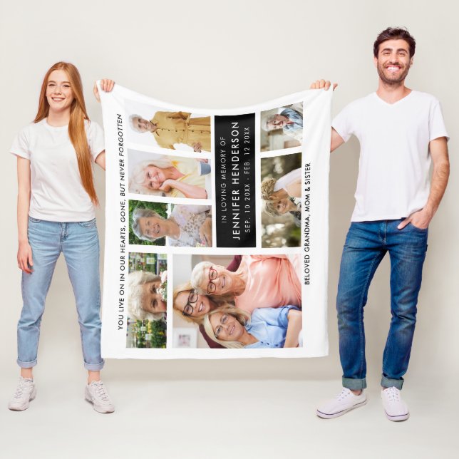 Modern i Loving Memory Photo Collage Fleecefilt (På plats)