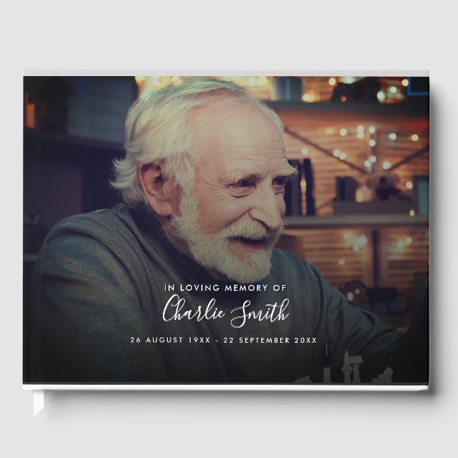 Modern i lyft minne, 2-foto-begravning gästböcker (Framsida)