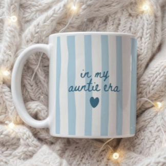 Modern "I Min Mosters Era" Randig Blå Text Kaffemugg