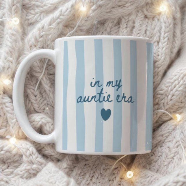 Modern "I Min Mosters Era" Randig Blå Text Kaffemugg (Skapare uppladdad)